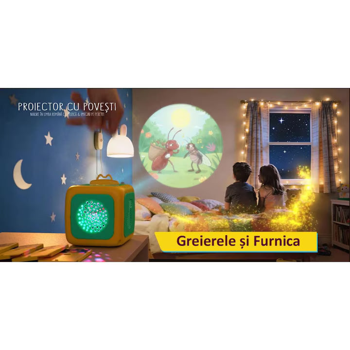Proiector cu povesti 2026, cu muzica pentru copii, in limba Romana, 8 Discuri