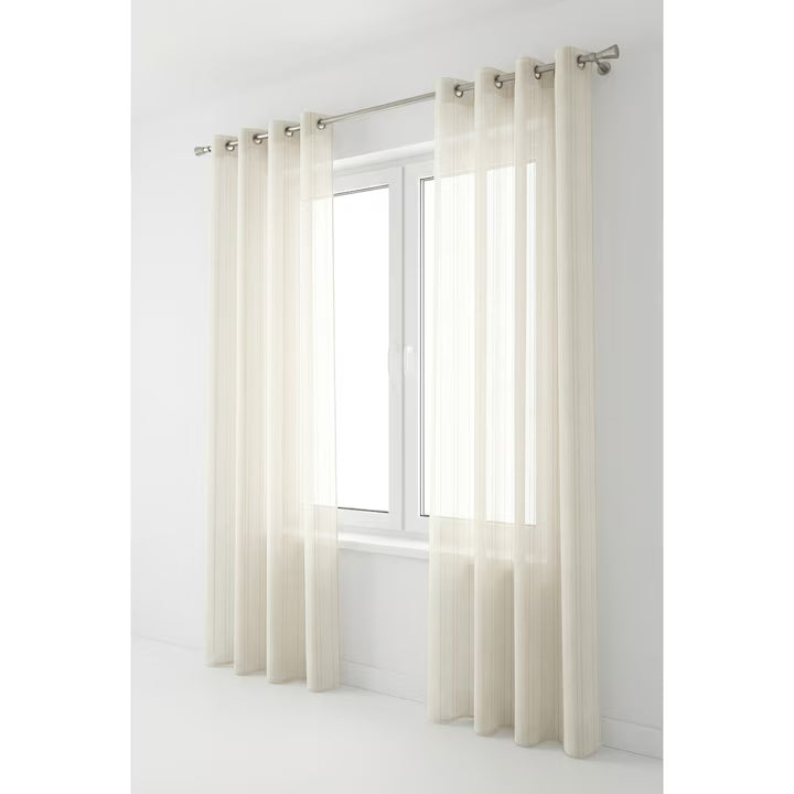 Perdea transparenta cu dungi verticale, fildes, 140x240 cm