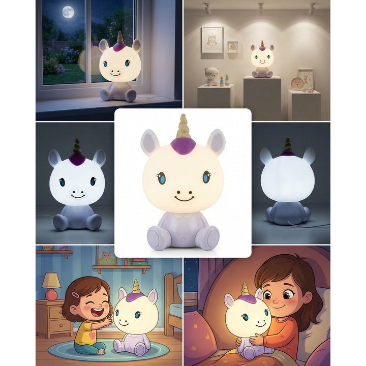 Lampa de Veghe Unicorn cu 3 Nivele de Lumina & Cablu USB, lumina ambientala, decor camera copii