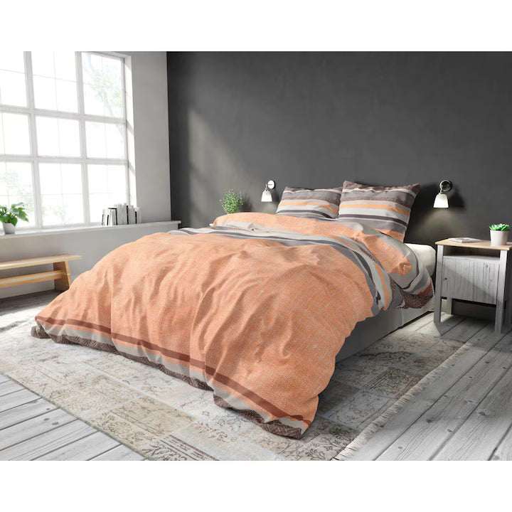 Husa de pilota Sonta Orange, 200x220 cm, 2 fete de perna 60x70 cm, bumbac 80% + poliester 20%, dublu imprimeu, antialergica, 150 GSM